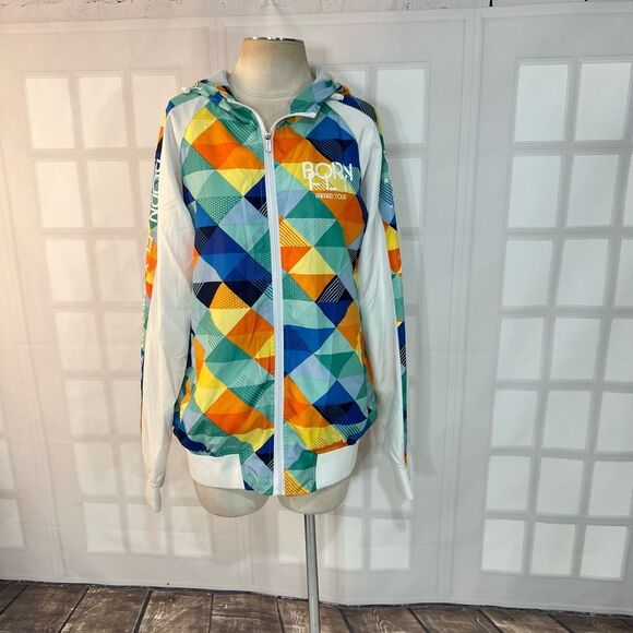 Born Fly Multicolor Colorful Windbreaker Jacket Size Large - Picture 1 of 10